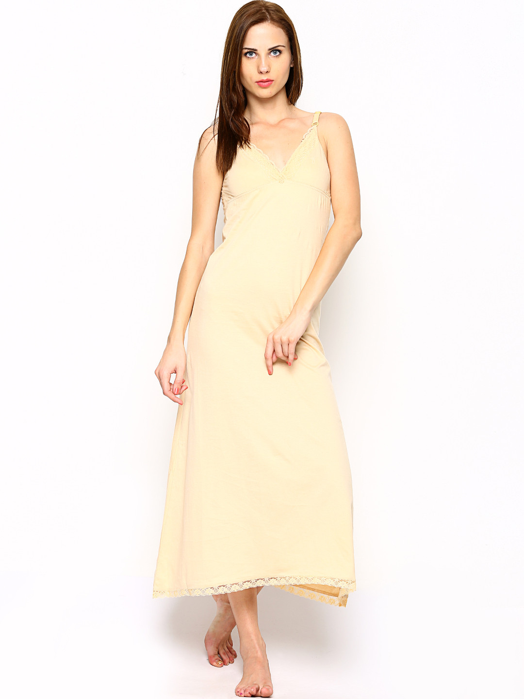 Red Rose Women Beige Maxi Nightdress RANI
