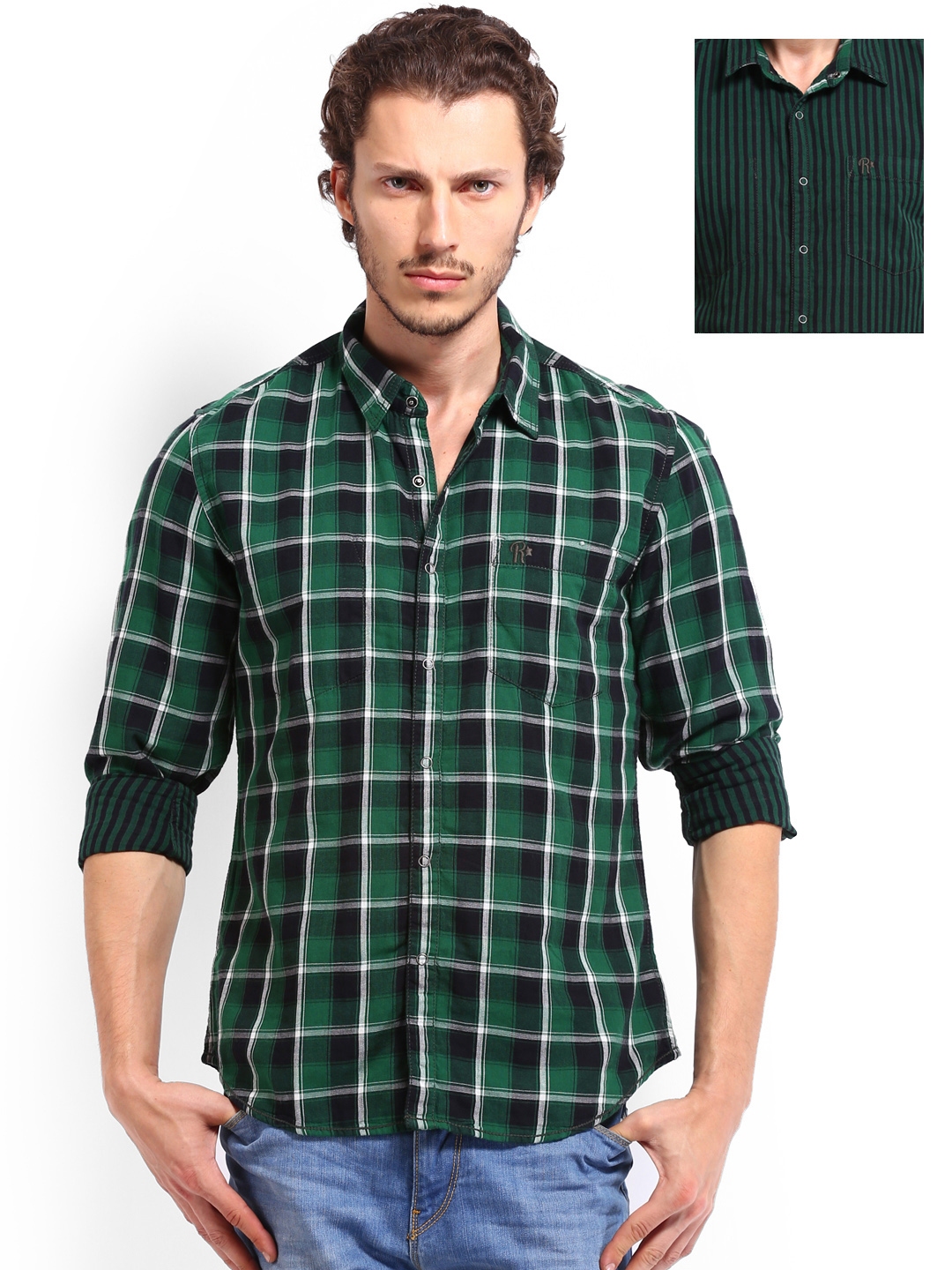 Buy Roadster Men Black & Grey Shadow Check Sustainable Casual