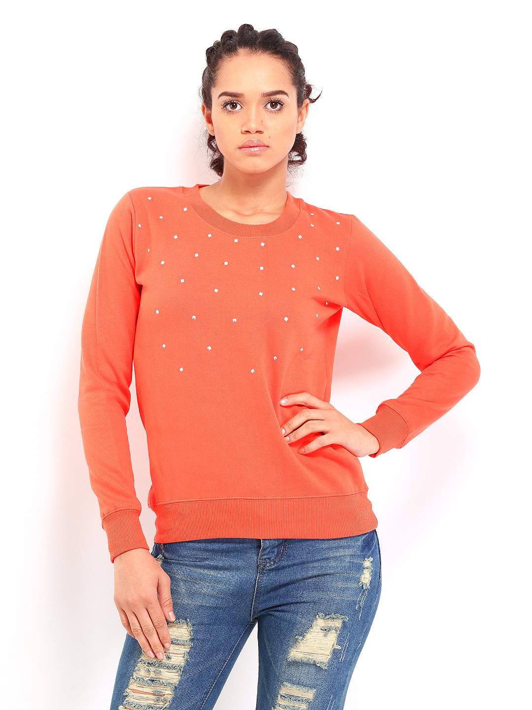 Buy Roadster Women Orange Sweatshirt - Sweatshirts for Women 350251 | Myntra