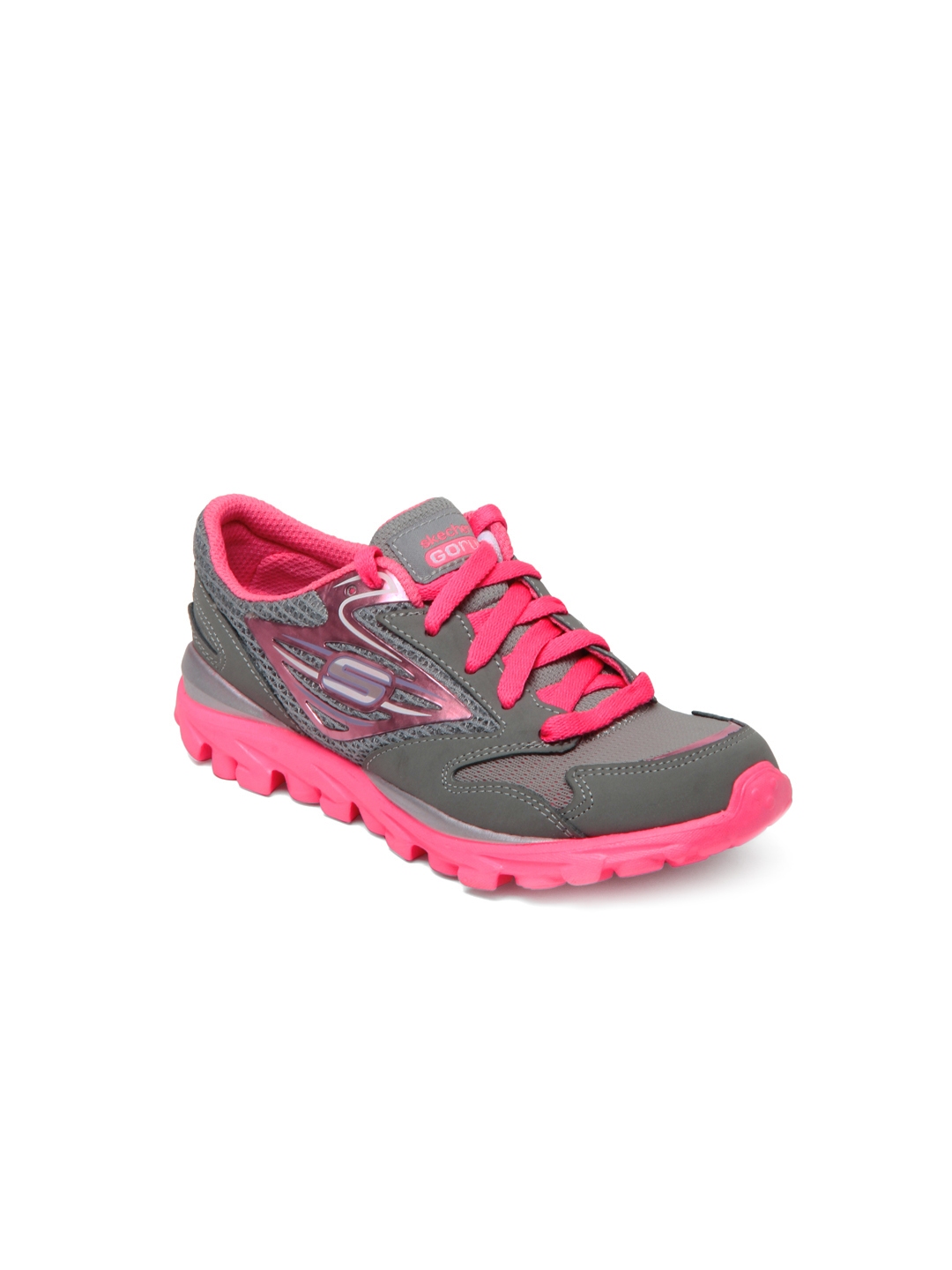 Buy Skechers Girls Pink \u0026 Grey GOrun 