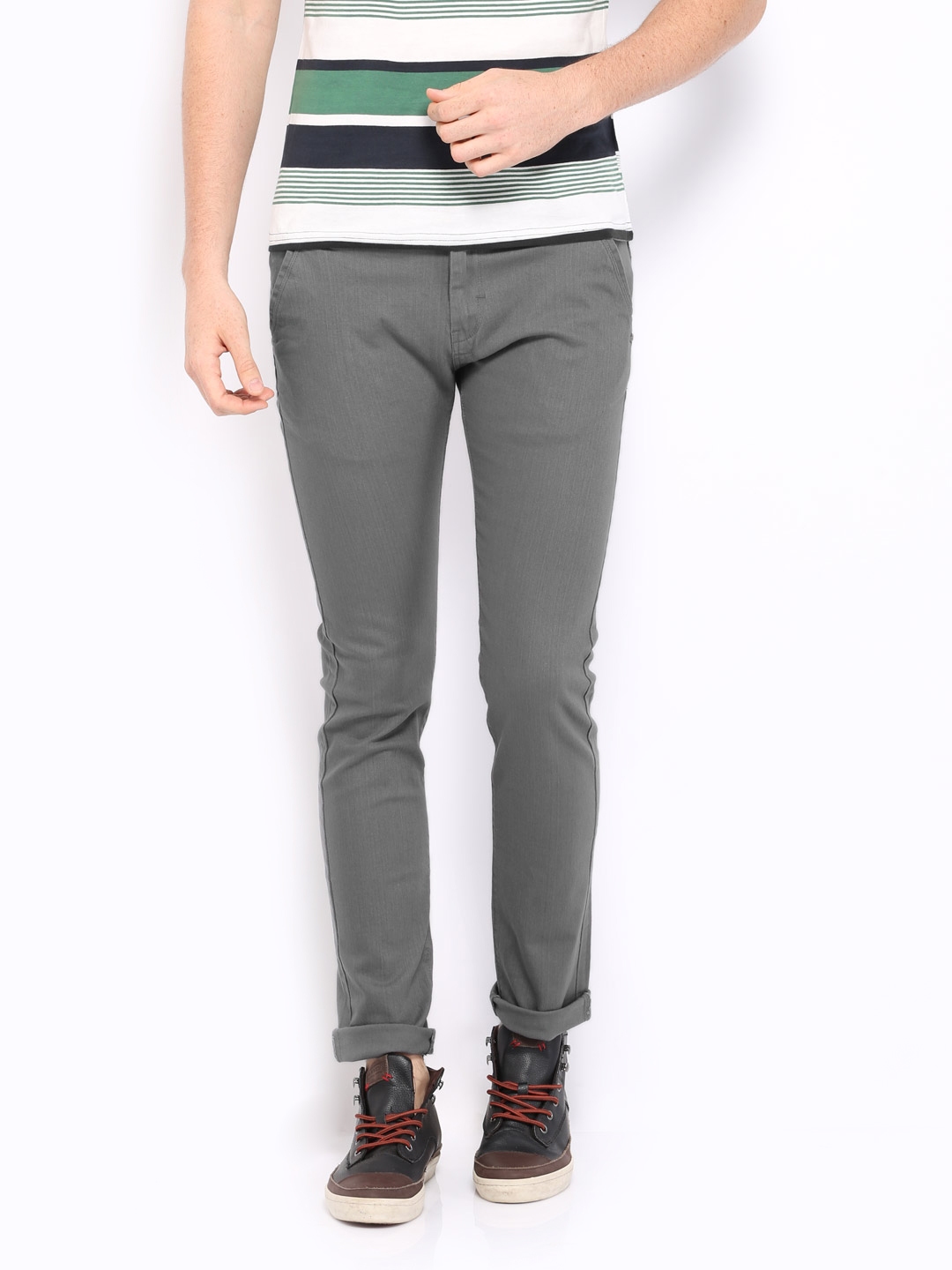 mens grey tapered trousers