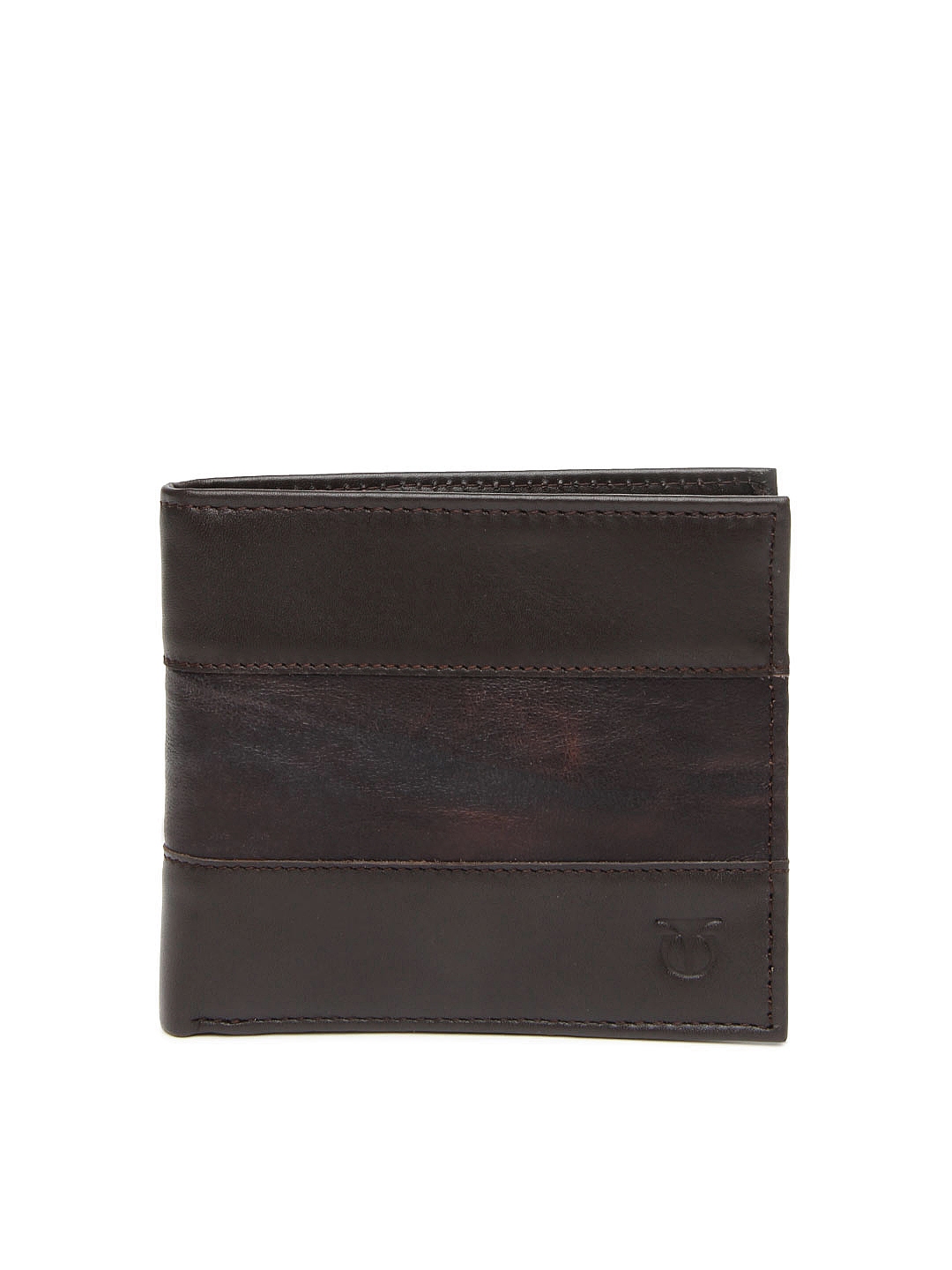Titan Men Brown Textured Leather Wallet
