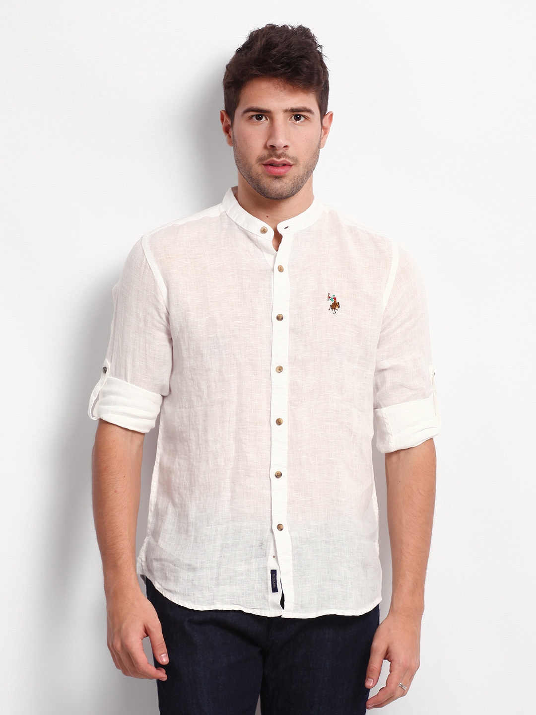 us polo white linen shirt