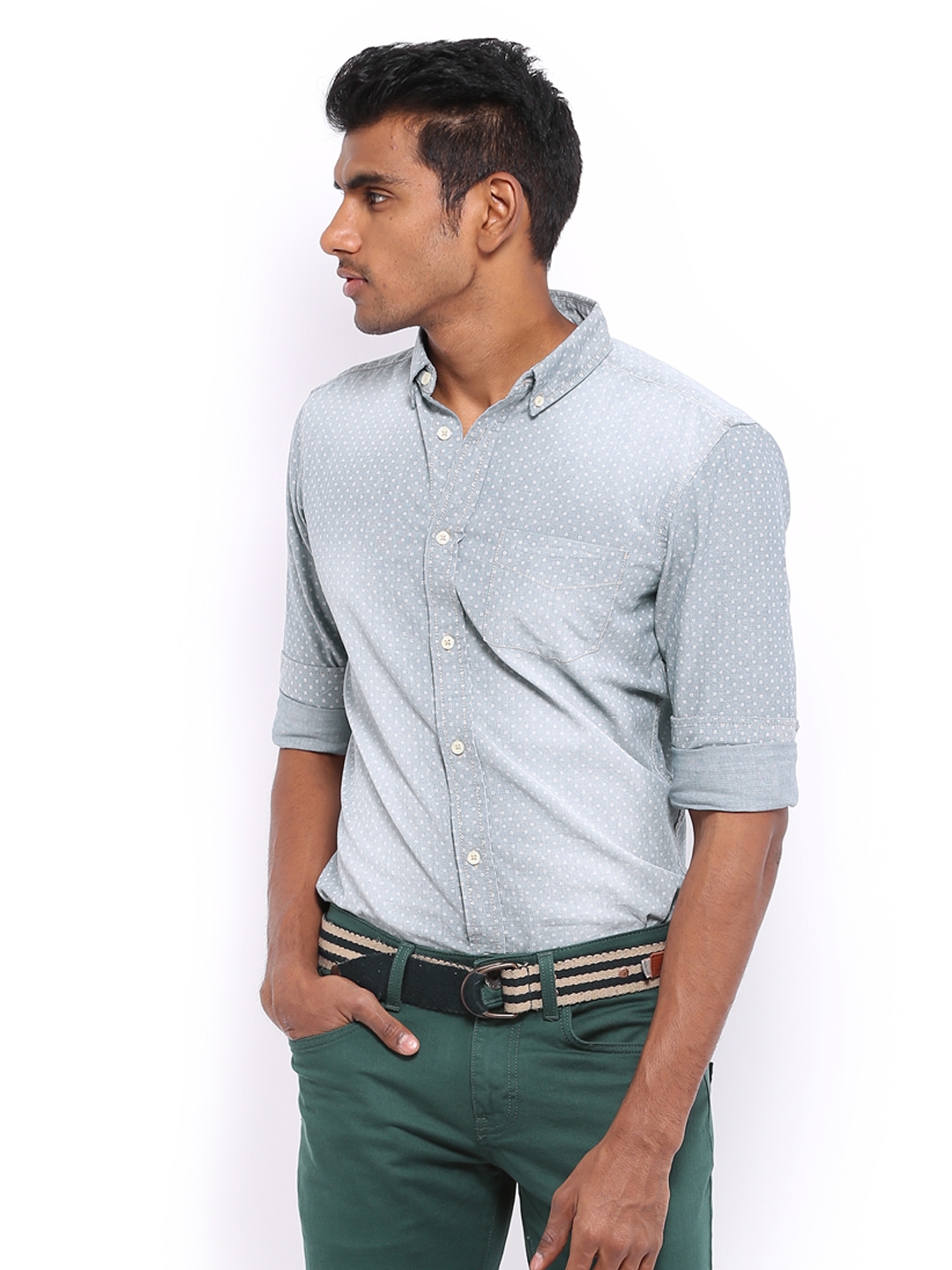 United Colors of Benetton Men Grey Printed Casual Shirt