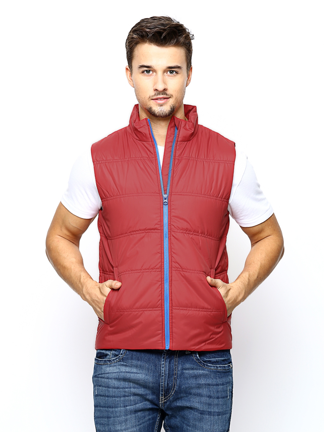 Benetton store red jacket