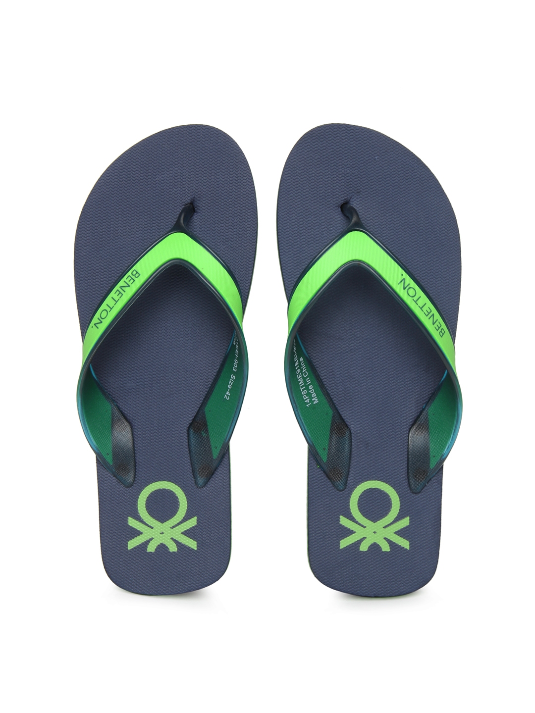 United Colors of Benetton Men Navy Green Flip Flops