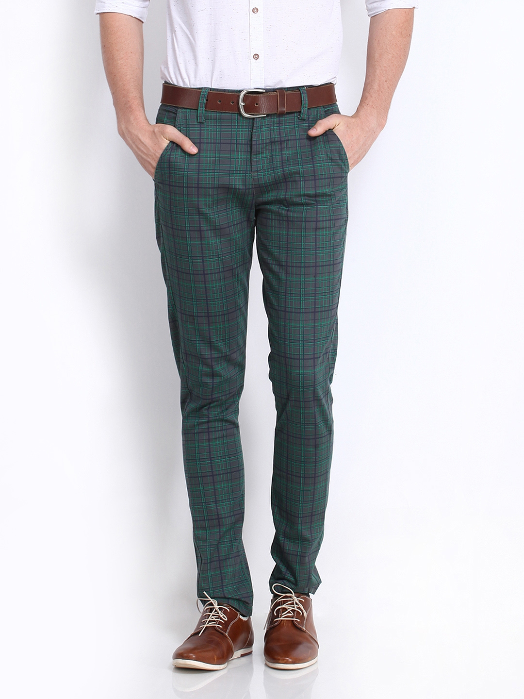 Buy Green Checked Trousers For Women Online  Zink London