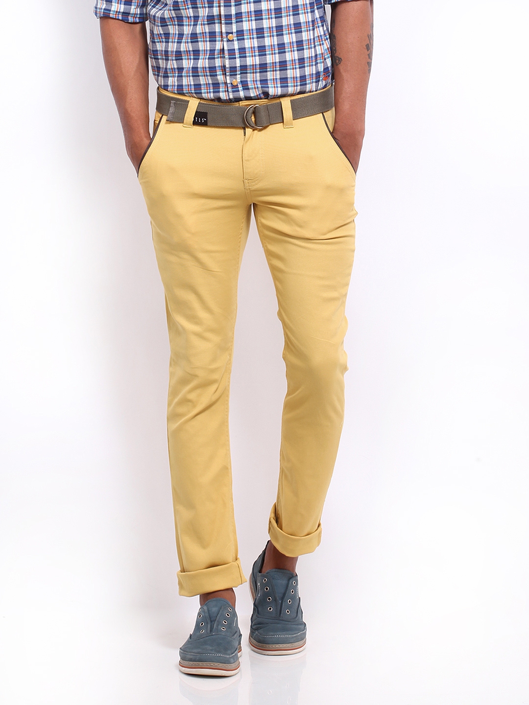 Buy United Colors Of Benetton Men Mustard Yellow Slim Fit Chino Trousers   Trousers for Men 283426  Myntra
