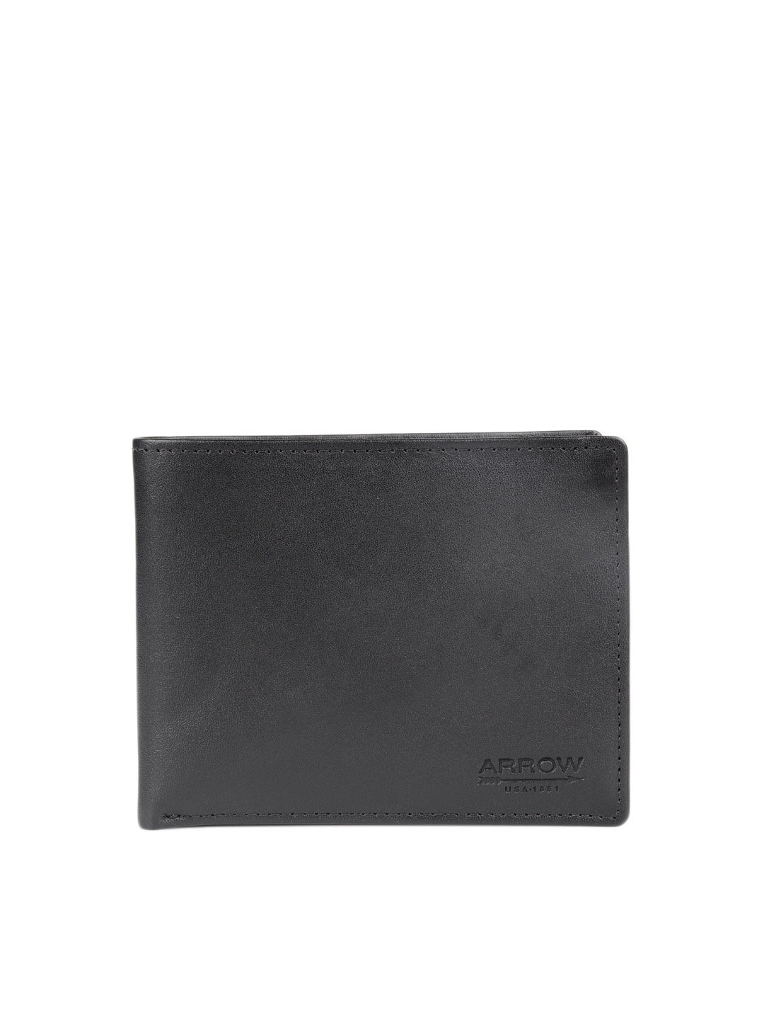 Arrow Men Black Leather Two Fold Wallet (Onesize) by Myntra