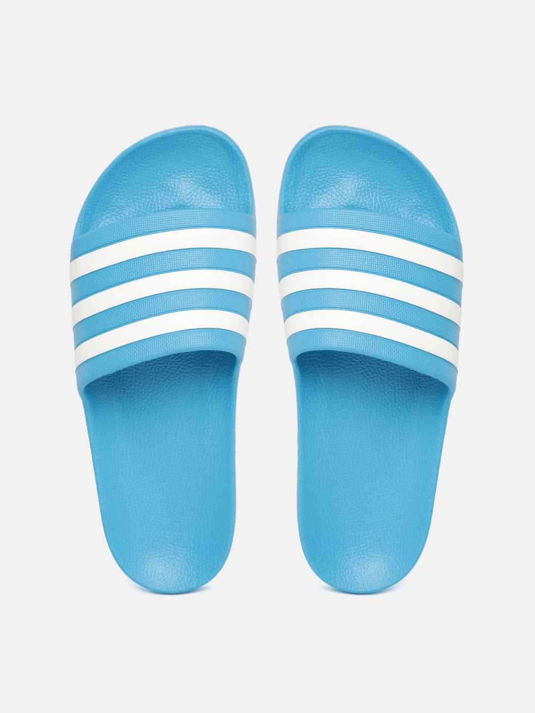 ADIDAS Unisex Blue & White Striped Adilette Aqua Sliders - Image 1