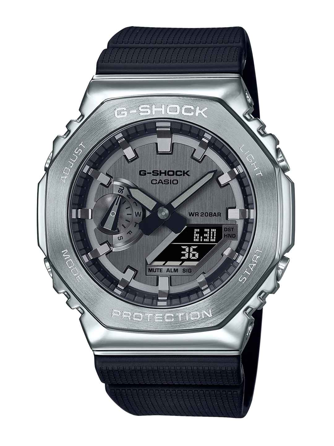 Buy CASIO Men G Shock G Steel GM 2100 1ADR Silver Ana Digi Dial Black - Image 1