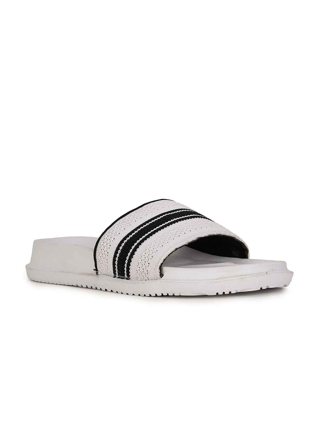 Bata Men White & Black Sliders