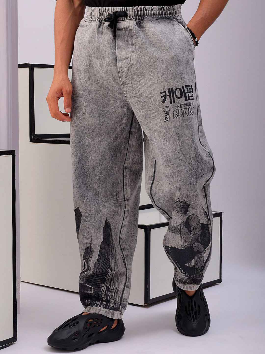 The Indian Garage Co Men Baggy Fit Cotton Jeans - Image 1