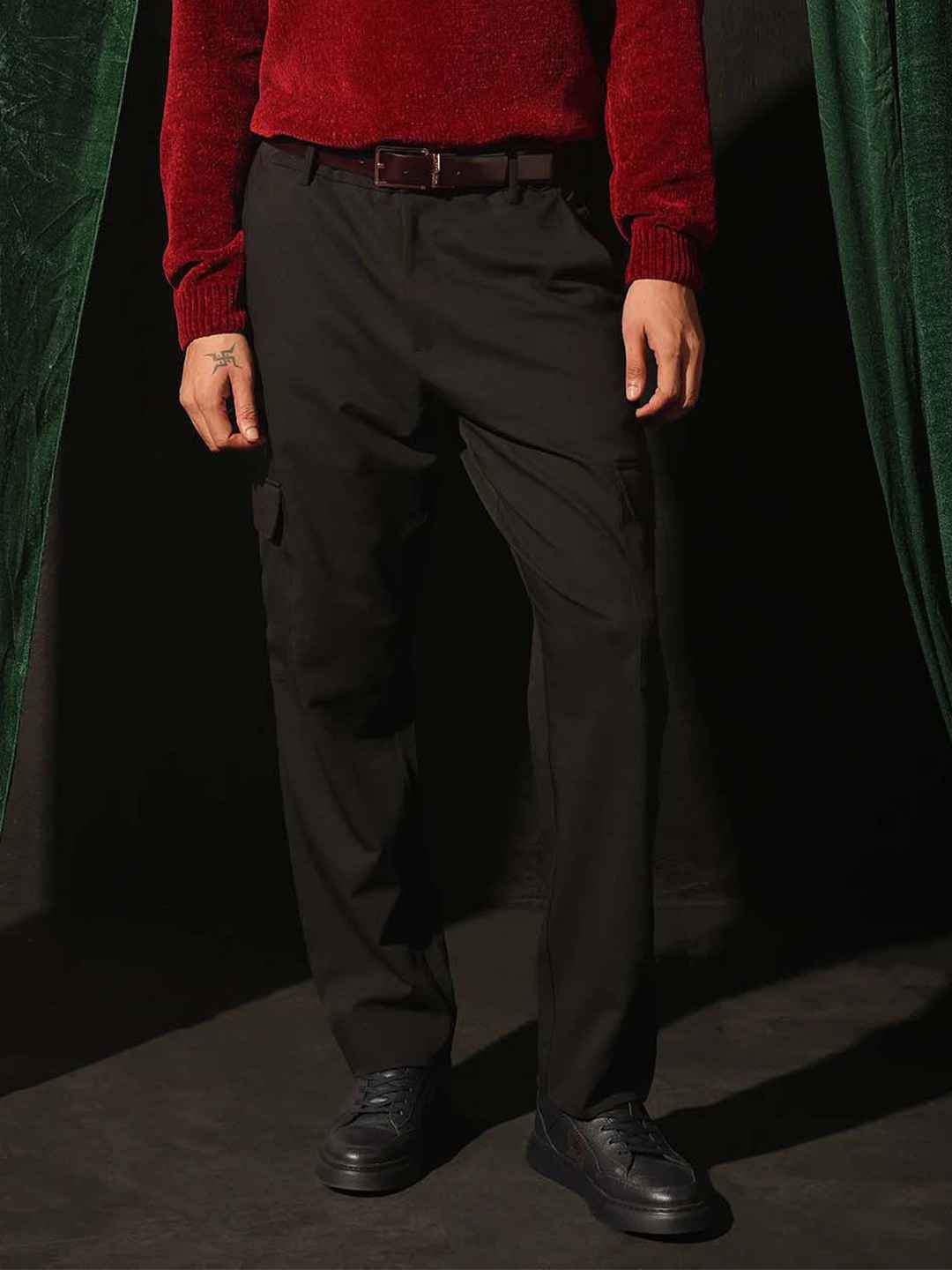 RARE RABBIT Men Black Comfort Fit Trousers - Image 1