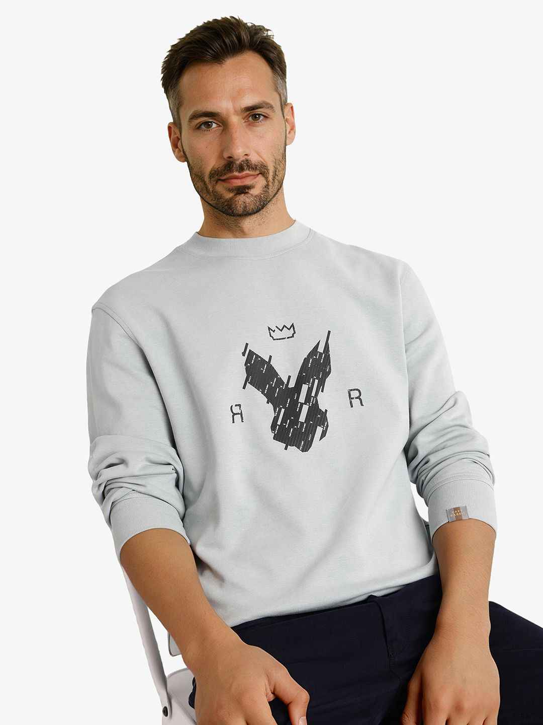 RARE RABBIT Men Graphic Printed Round Neck Sweatshirt - Image 1