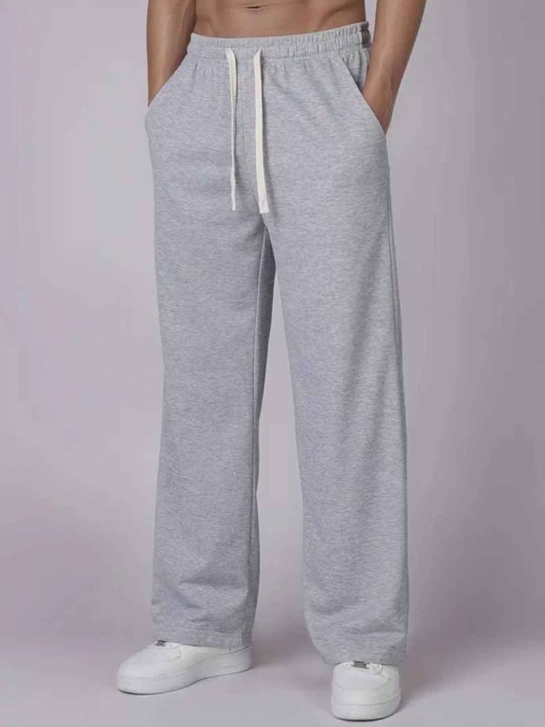 Povaxpo Men Baggy Fit Mid-Rise Track Pants