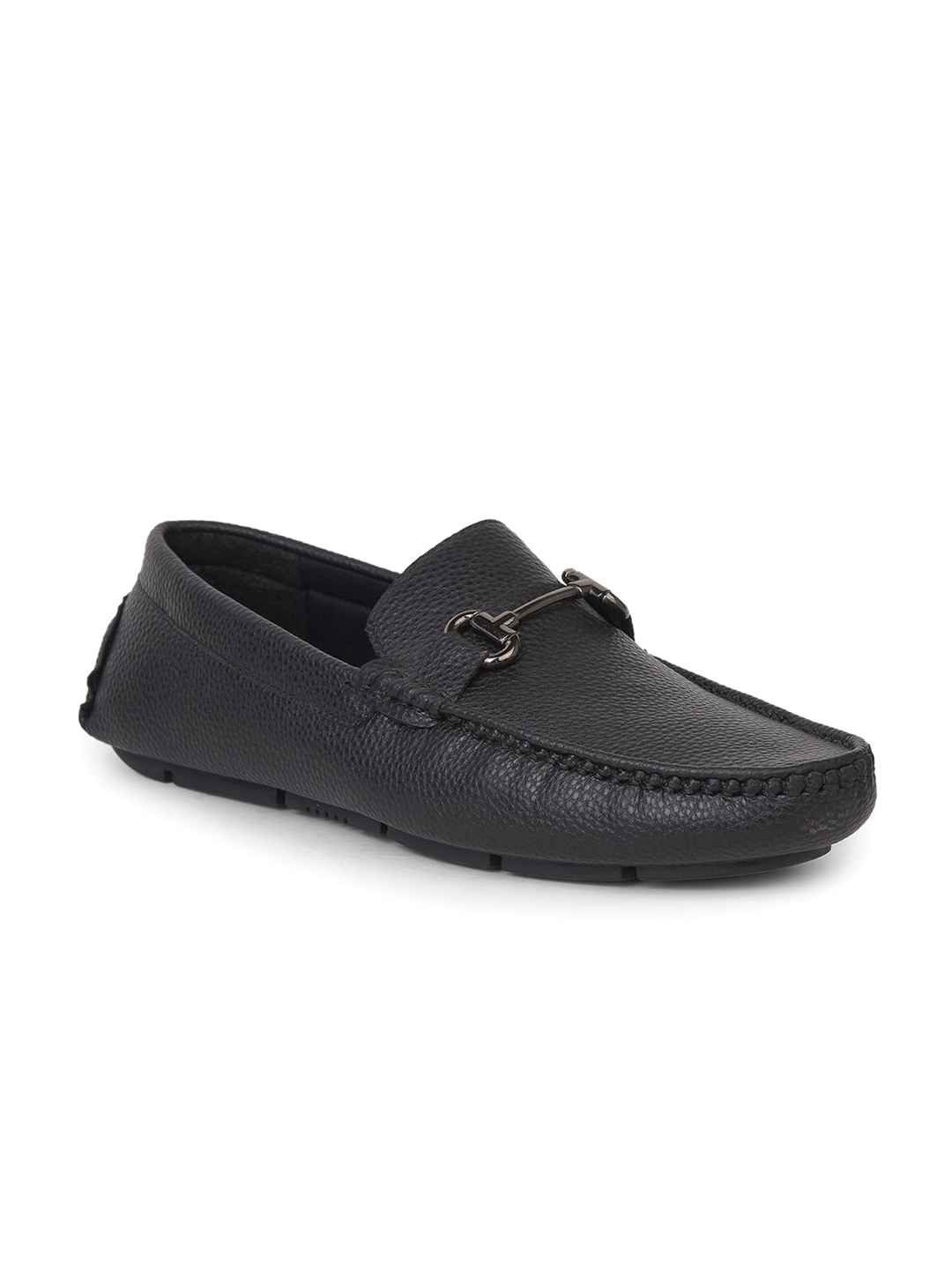 Bata Men Textured Casual Horsebit Loafers