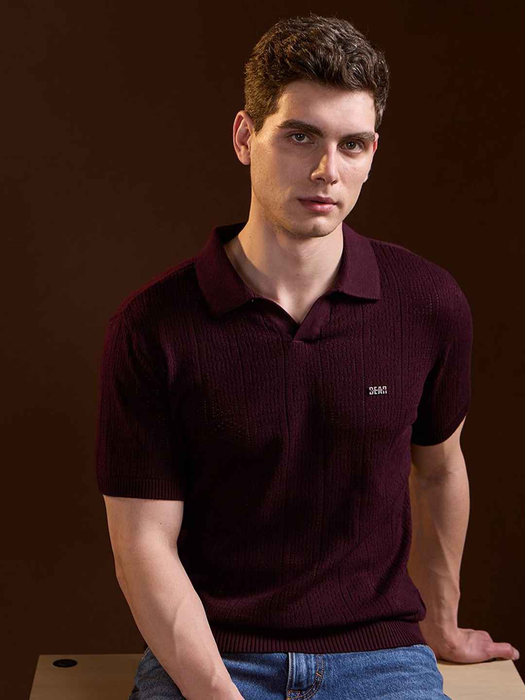 THE BEAR HOUSE Men Polo Collar Slim Fit T-Shirt - Image 1