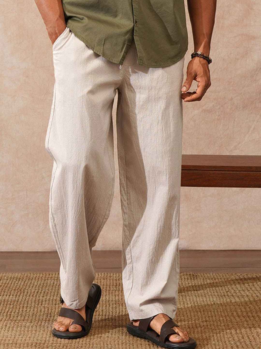 WROGN Men Textured Loose Fit Trousers