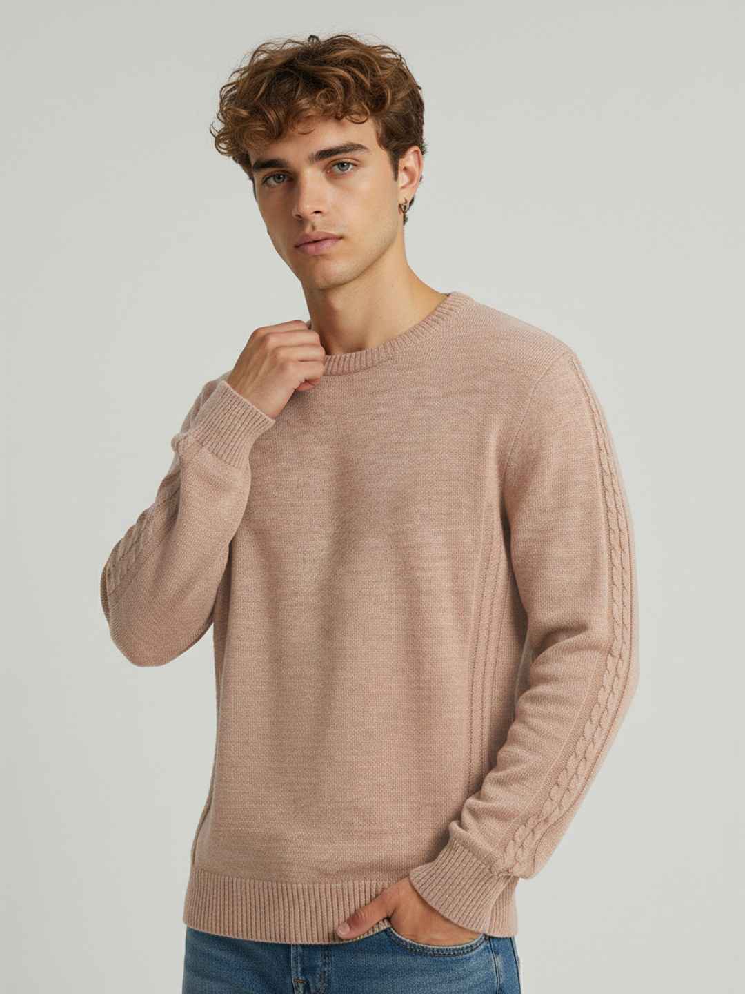 glitchez Cable Knit Relaxed Fit Sweater - Image 1