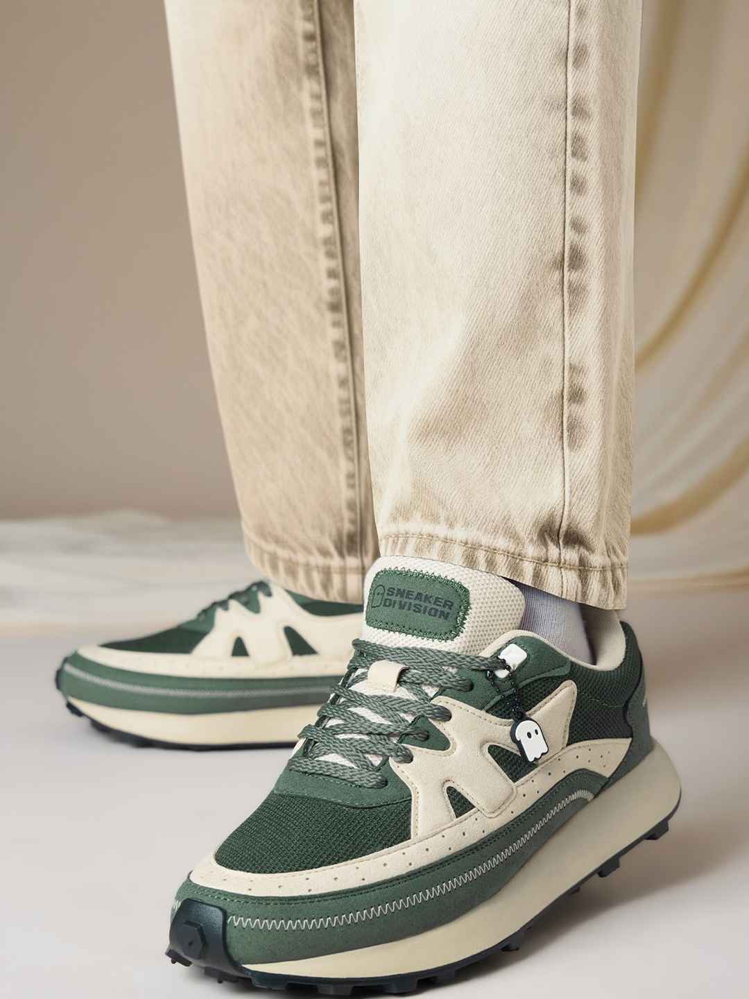 The Souled Store Men Milano Printed Green Low Top Sneakers