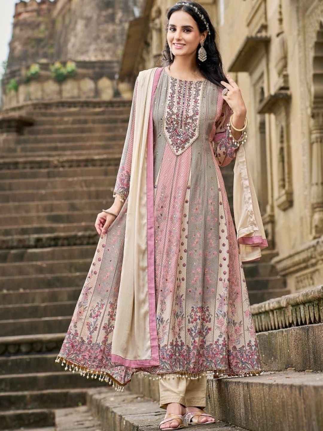 Kalacave Women Silk Crepe Kurta with Palazzos & Dupatta