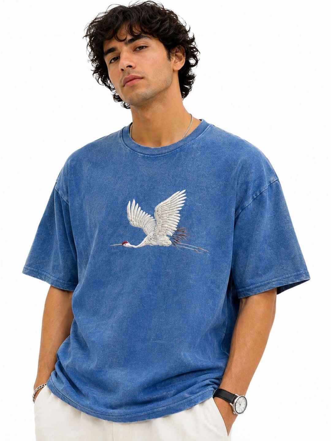 THE S LIVING Men Printed Drop-Shoulder Cotton T-Shirt - Image 1