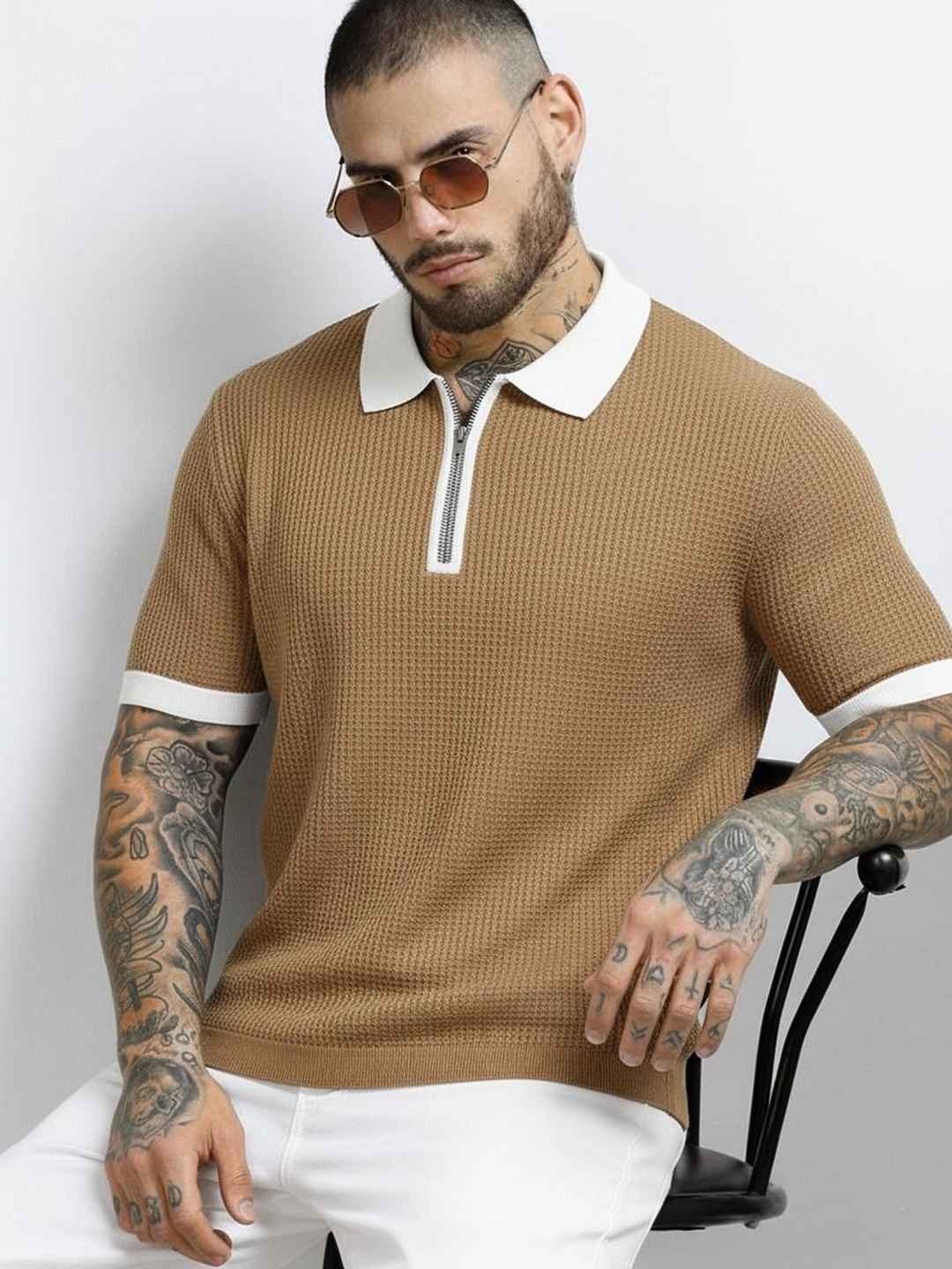 R.Code by The Roadster Life Co. Men Polo Collar T-shirt - Image 1