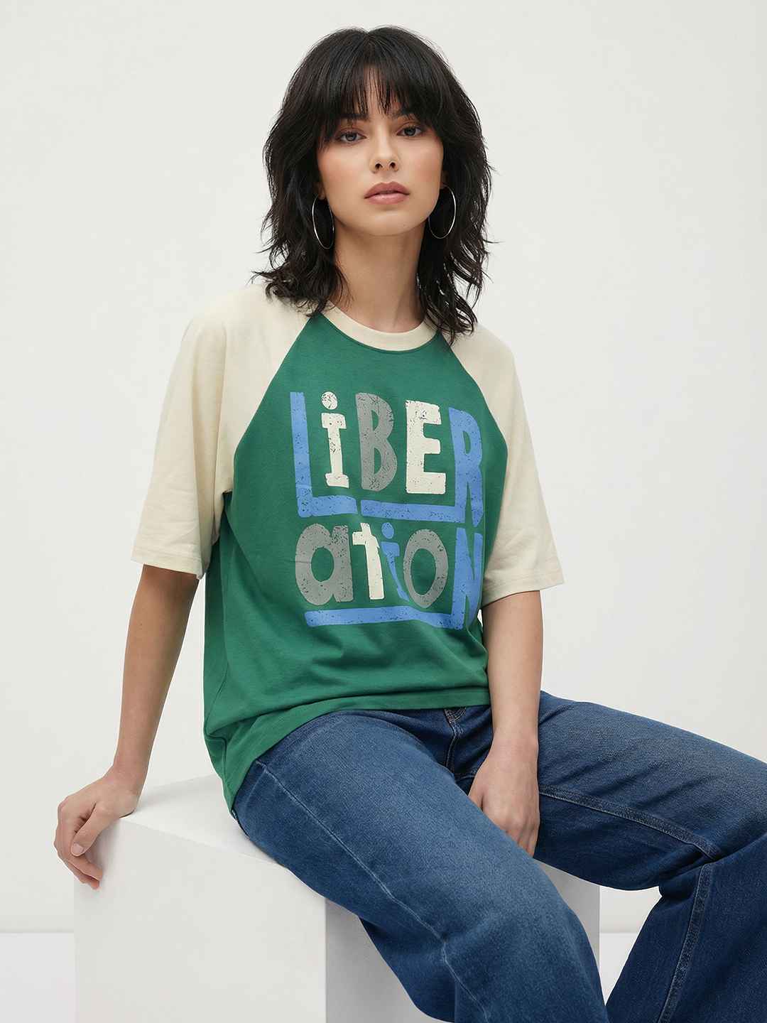 Roadster Typography Printed Oversized Fit T-shirt