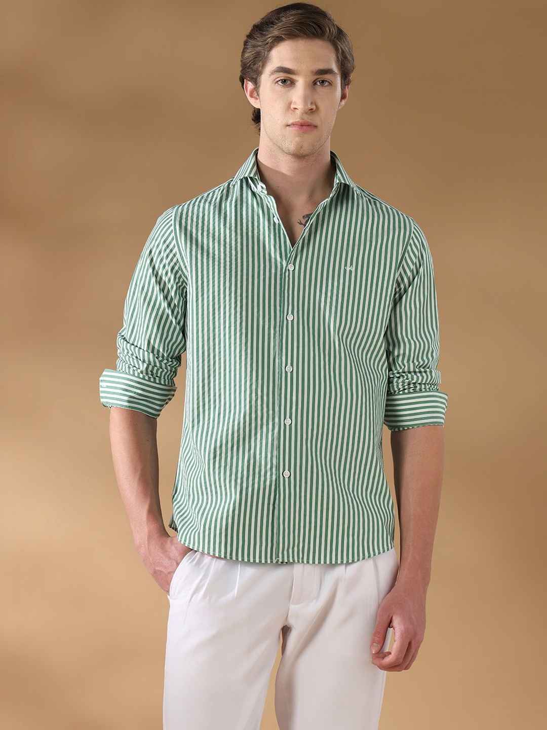 Aldeno Men Standard Striped Casual Shirt