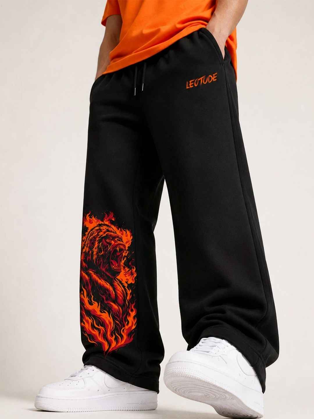 Leotude Men Relaxed Fit Graphic Print Training Track Pants - Image 1