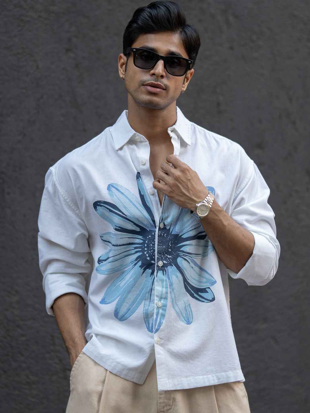 Powerlook White Printed Boxy Lightweight Shirts