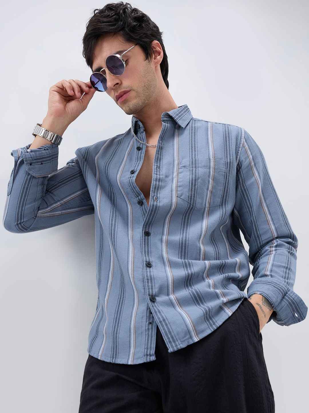 VASTRADO Power Grey Harmony Striped Shirt