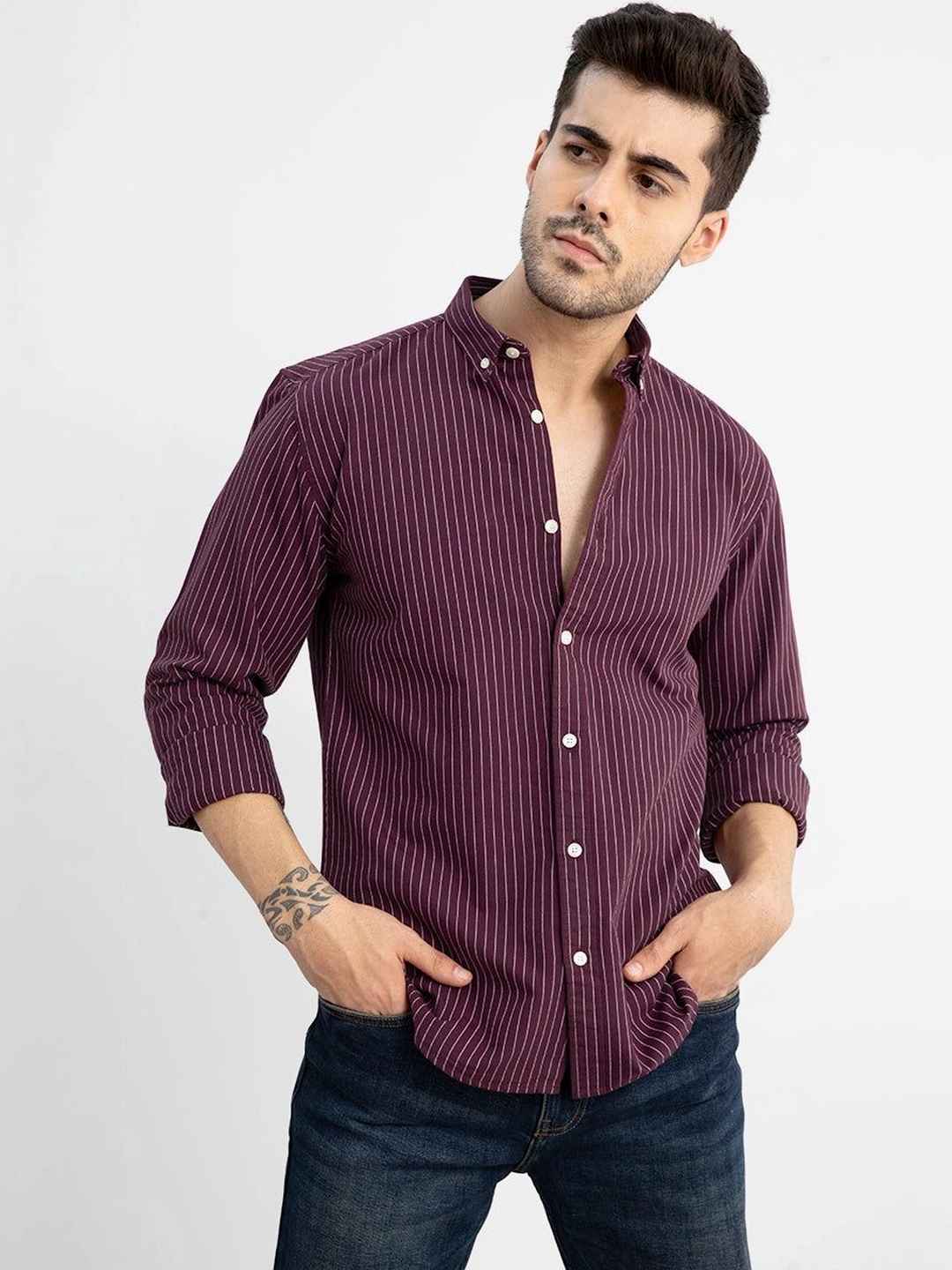 Snitch Men Slim Fit Striped Casual Shirt - Image 1