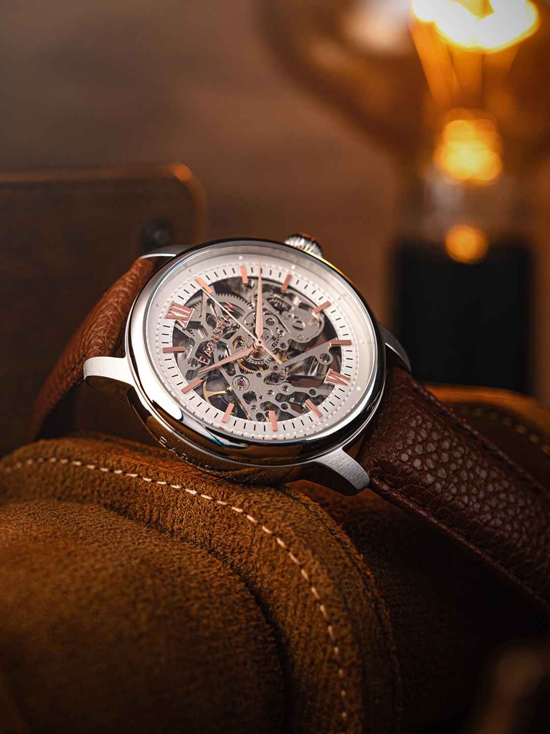 EARNSHAW Men Skeleton Dial Automatic Motion Watch ES-8290-02