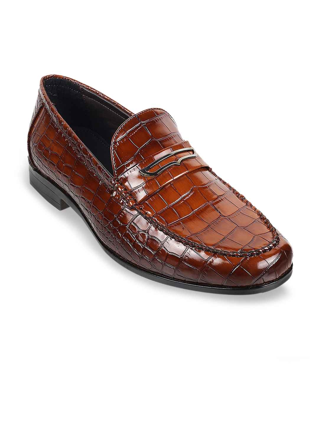 Mochi Men Textured Leather Formal Loafers - Image 1