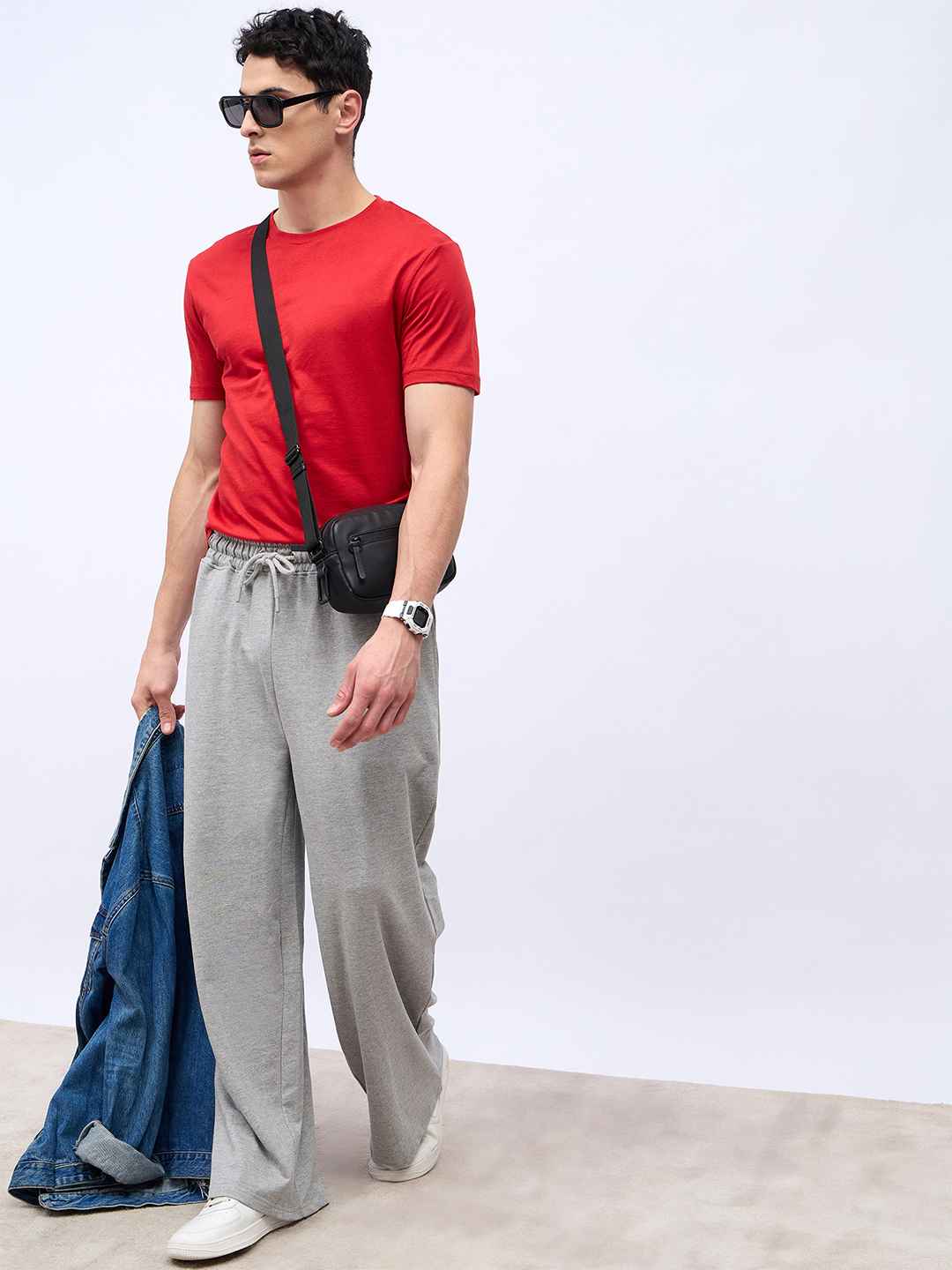 S dot sweat wide pants dot sweat wide black theredthred heredthread