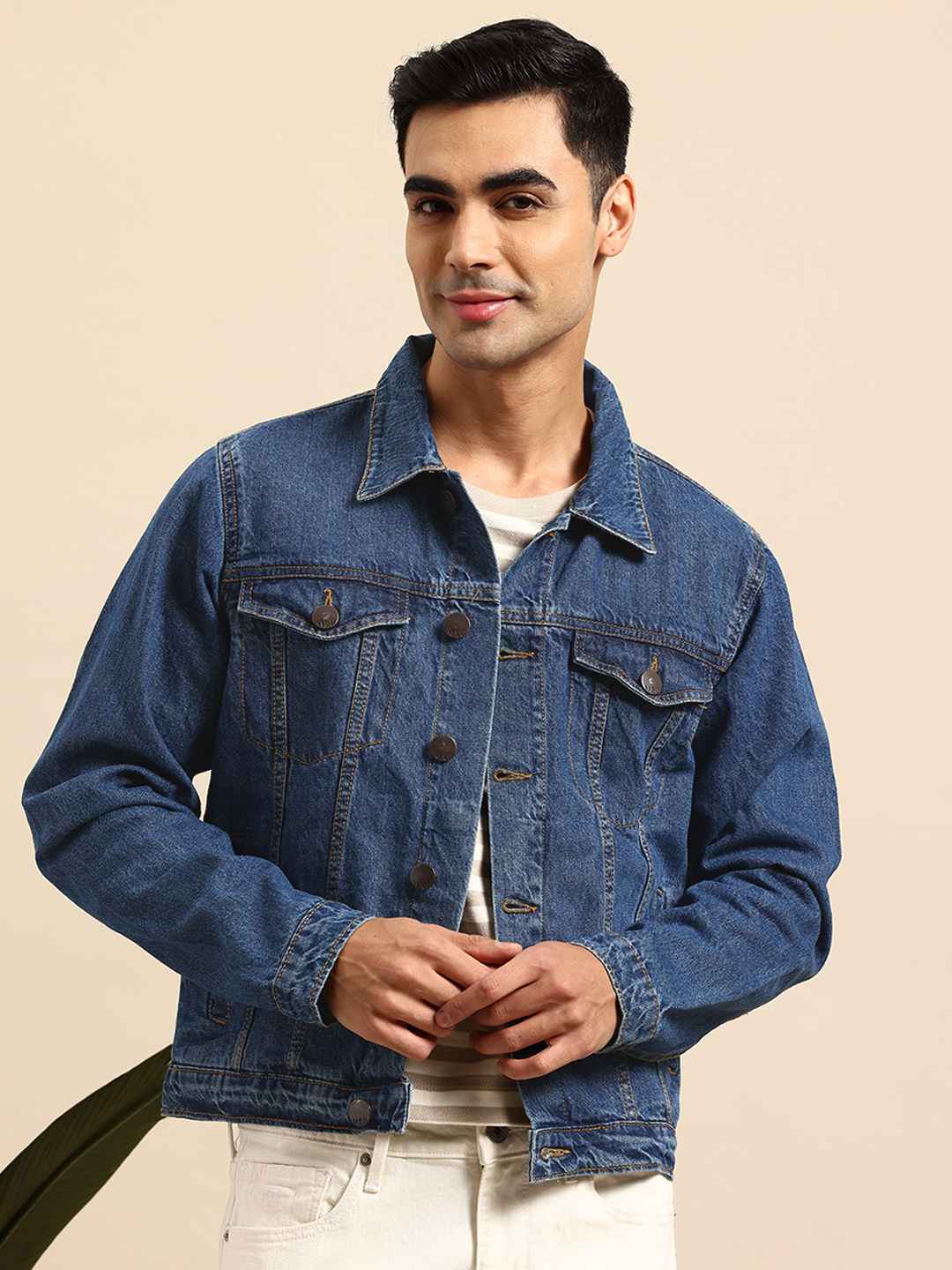 Mast & Harbour Spread Collar Denim Jacket Blue