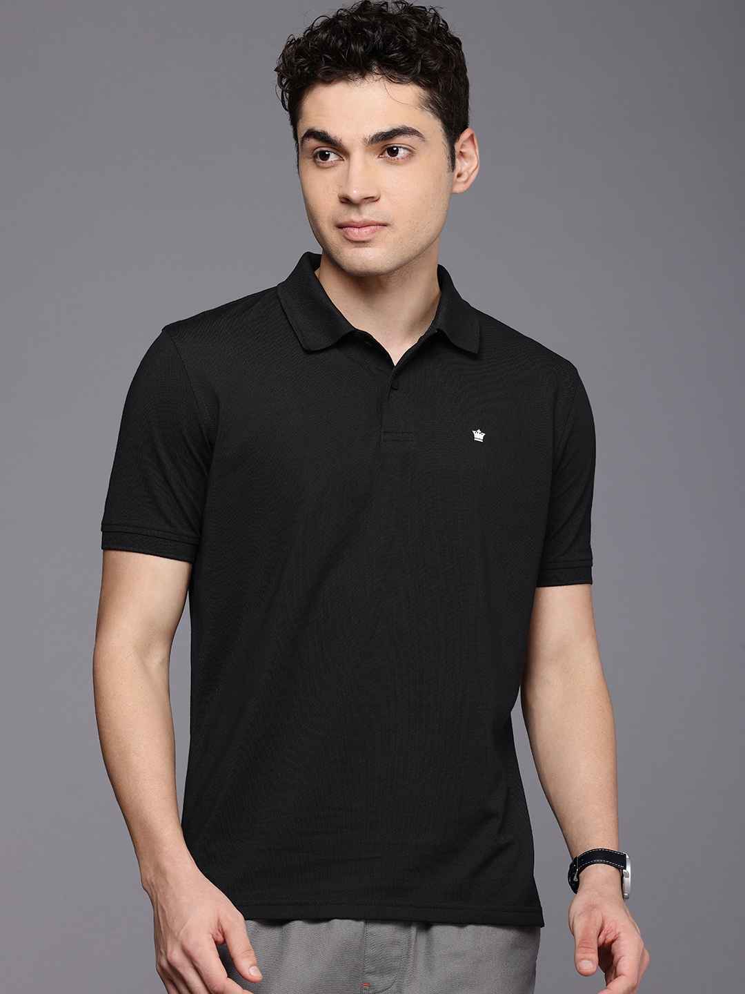 Louis Philippe Men Regular Fit Stretch Light Weight Pique Half Sleeve