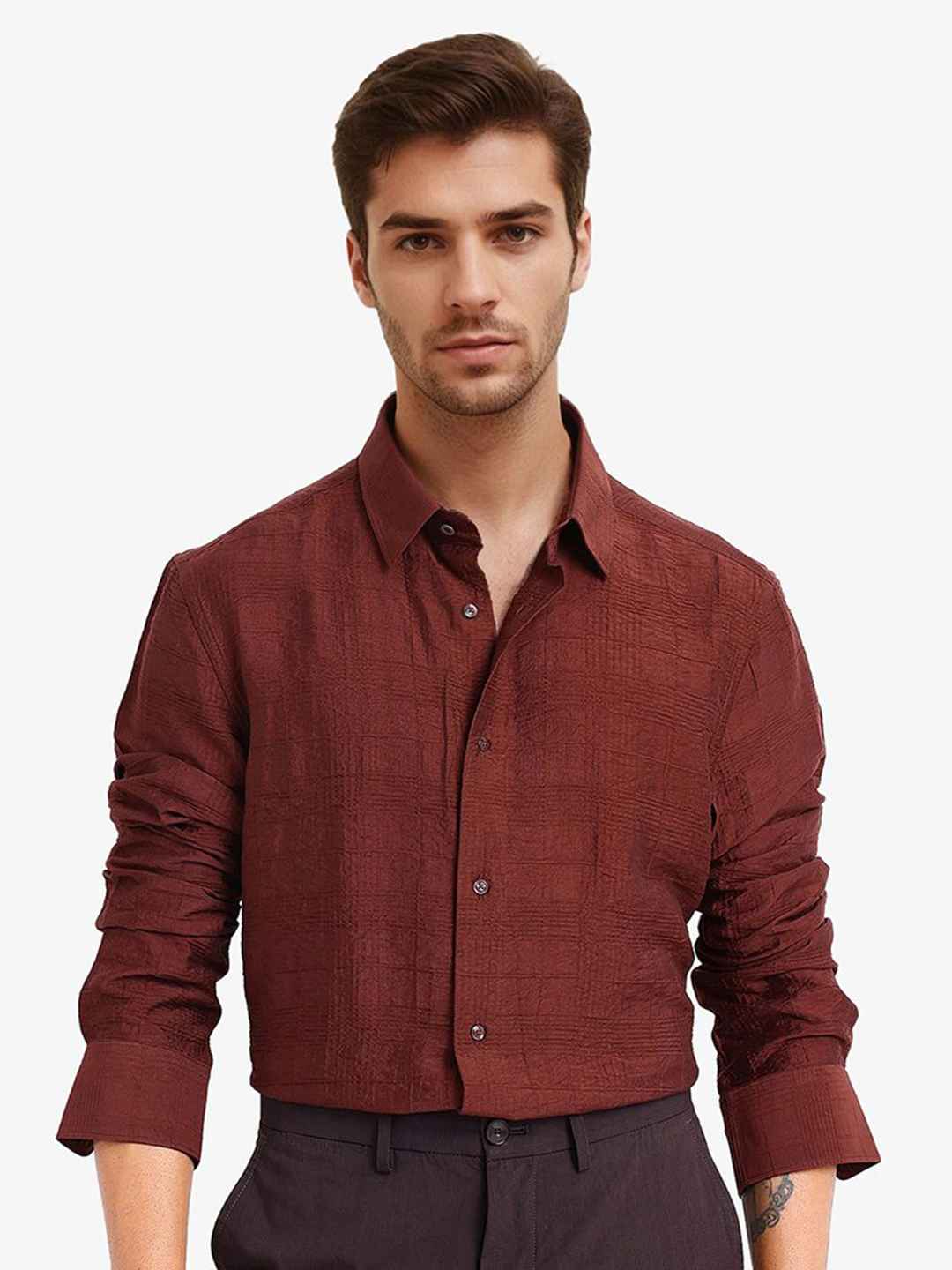 Buy RARE RABBIT Men Comfort Solid Textured Casual Shirt Apparel for Men