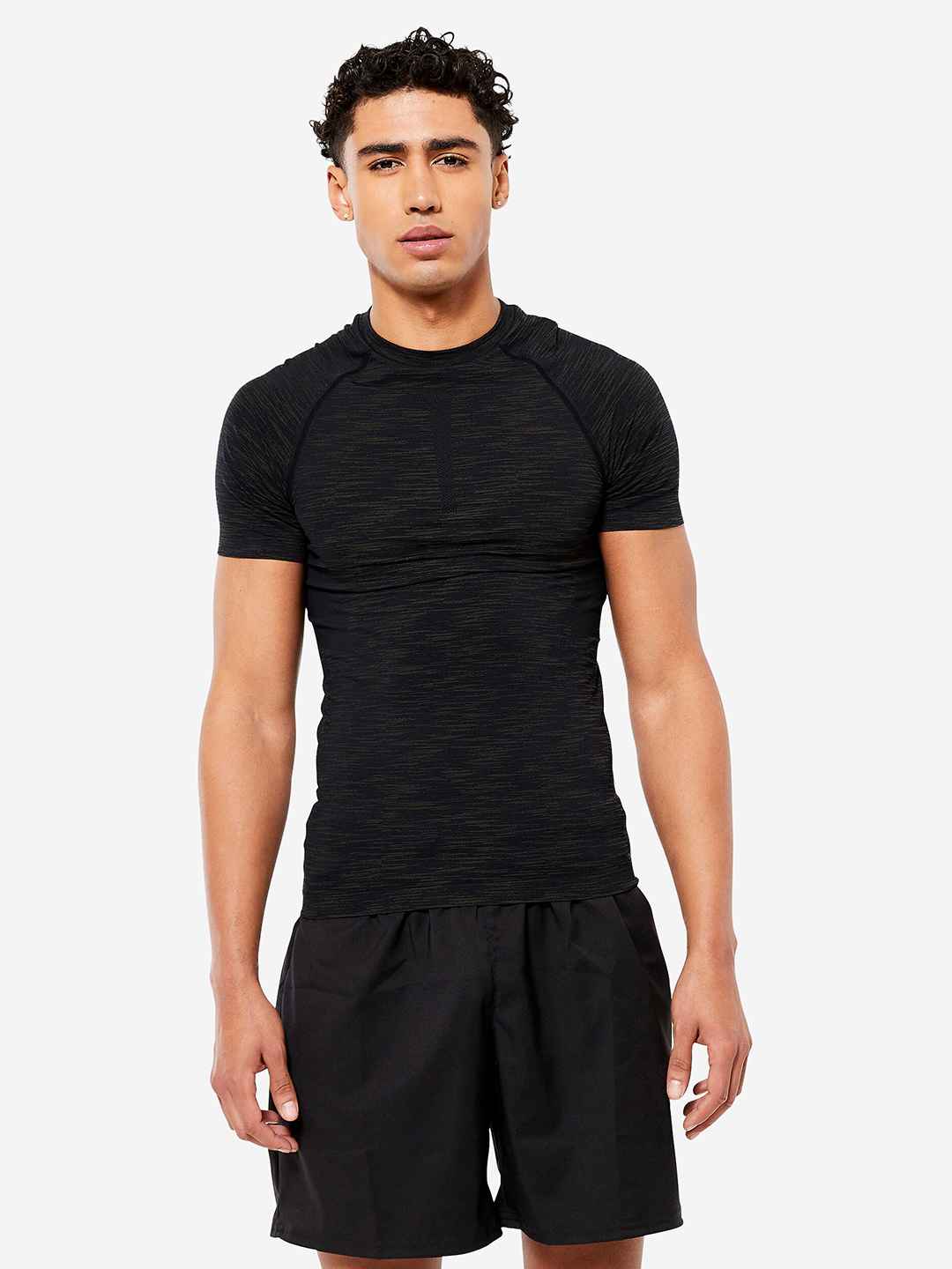 Decathlon Domyos Men Black Compression Gym T-Shirt