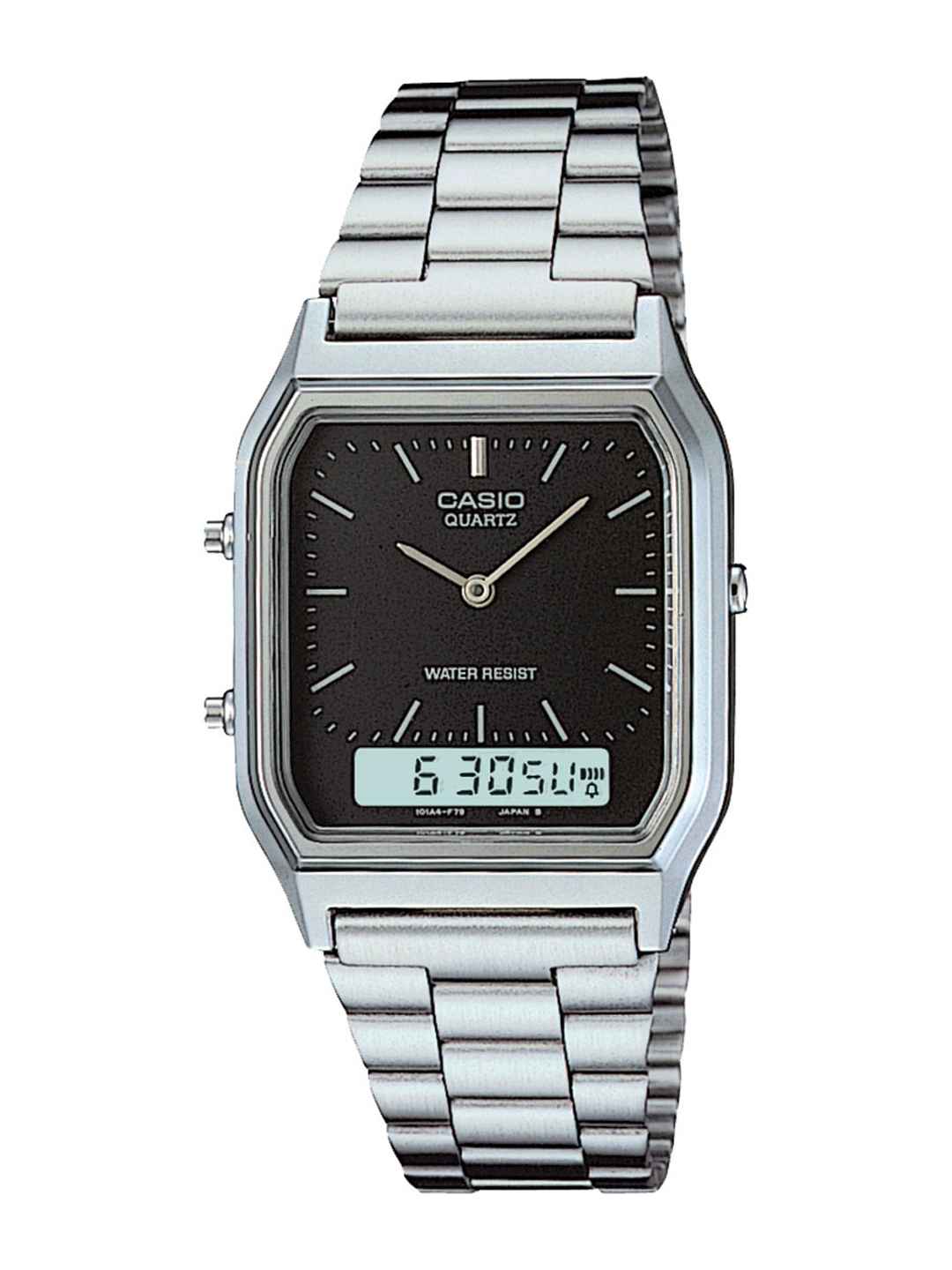 CASIO Vintage AQ-230A Black Analog-Digital Dial Silver Stainless - Image 1