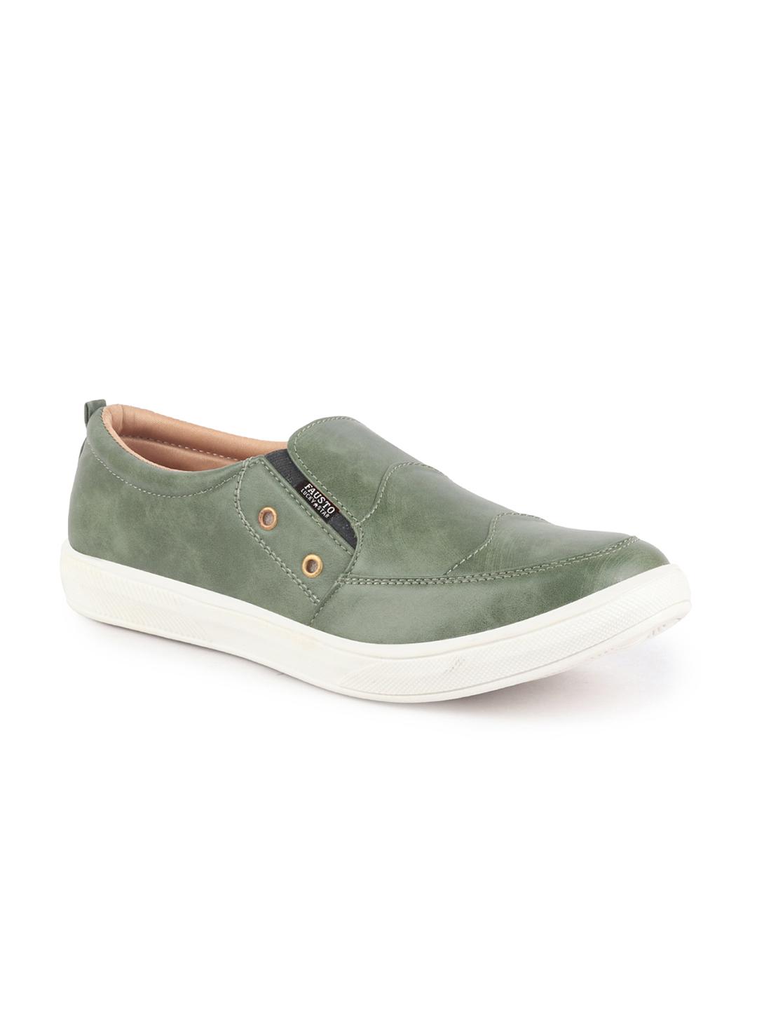 Buy FAUSTO Men Olive Green Slip-On Sneakers - Casual Shoes for Men