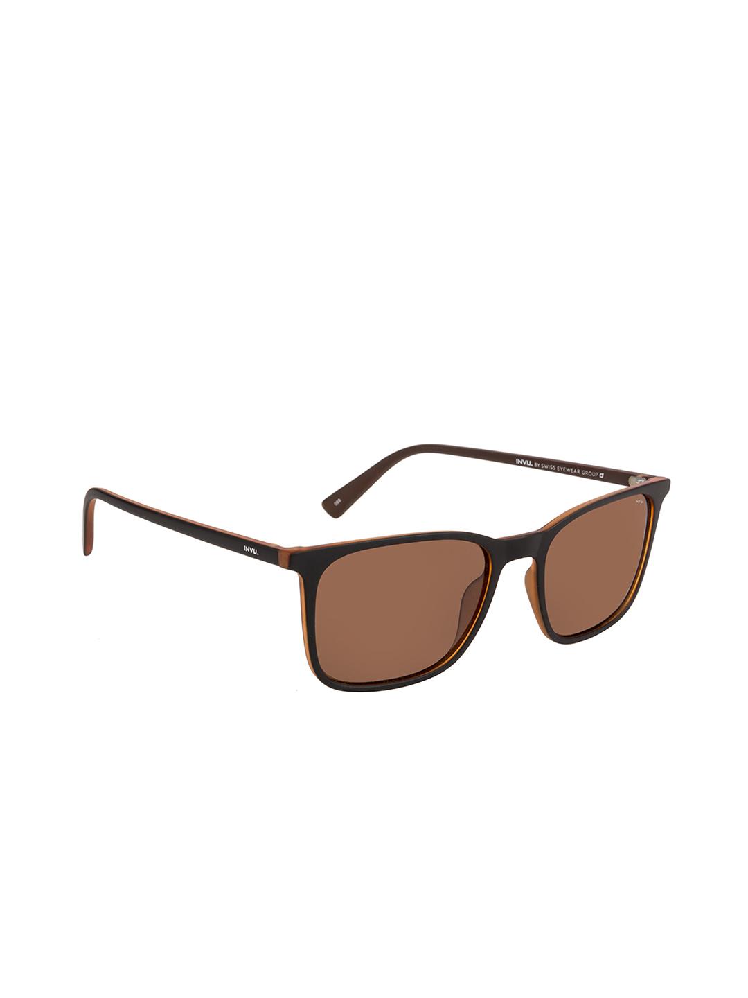 Buy INVU Men Brown Rectangle Sunglasses B2920C Sunglasses for