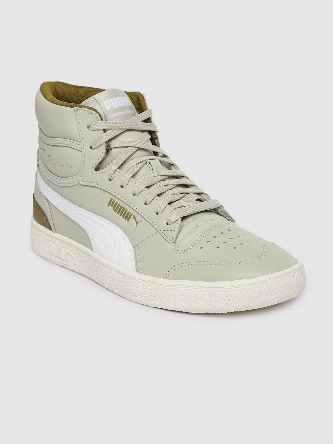 Buy Puma Unisex Grey Solid Leather Ralph Sampson Mid-Top Sneakers
