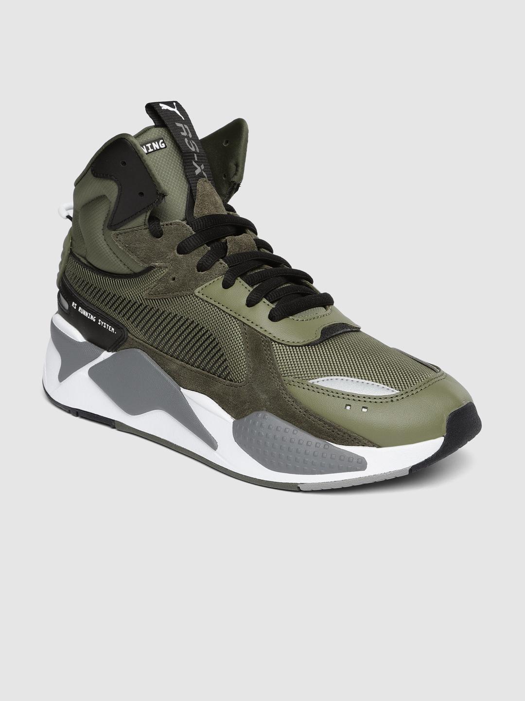 Buy Puma Unisex Olive Green RS-X Midtop Utility Sneakers - Casual