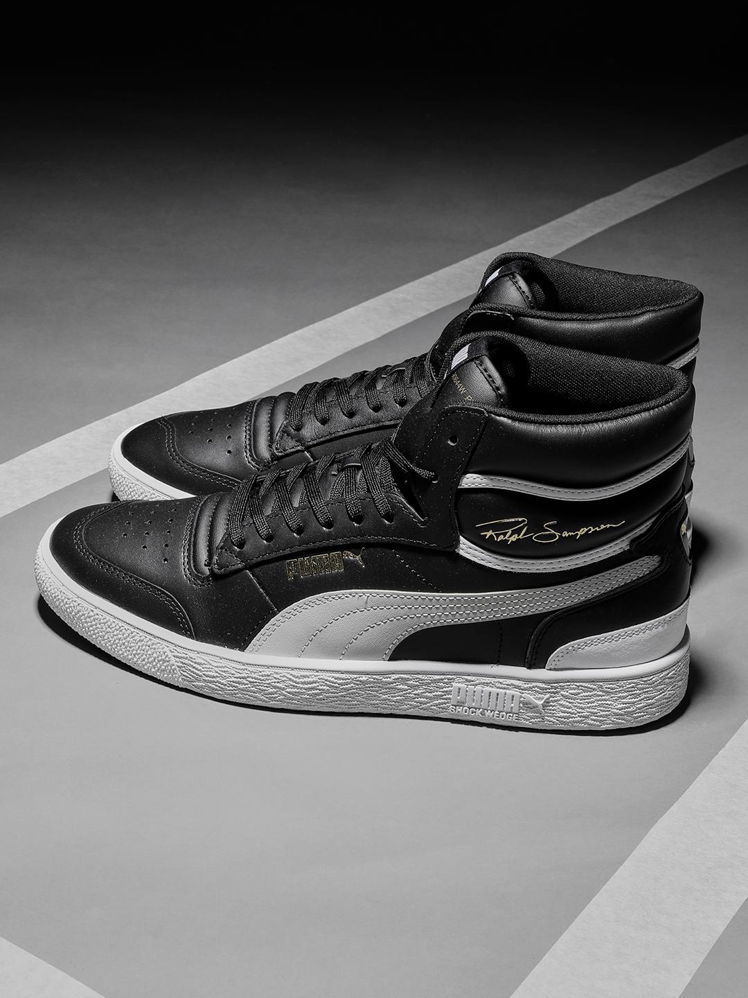 Buy Puma Unisex Black Ralph Sampson Mid-Top Leather Sneakers - Main Image