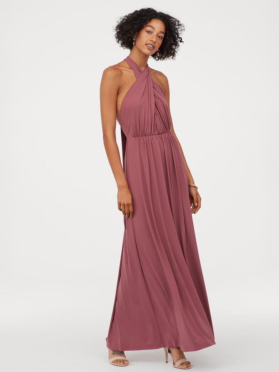 Buy H&M Women Pink Solid Multiway Long Dress - Dresses for Women 10333127 |  Myntra