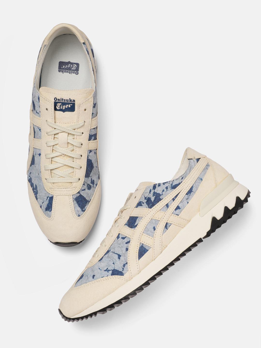 Buy Onitsuka Tiger Unisex Cream-Coloured Blue MHS Sneakers