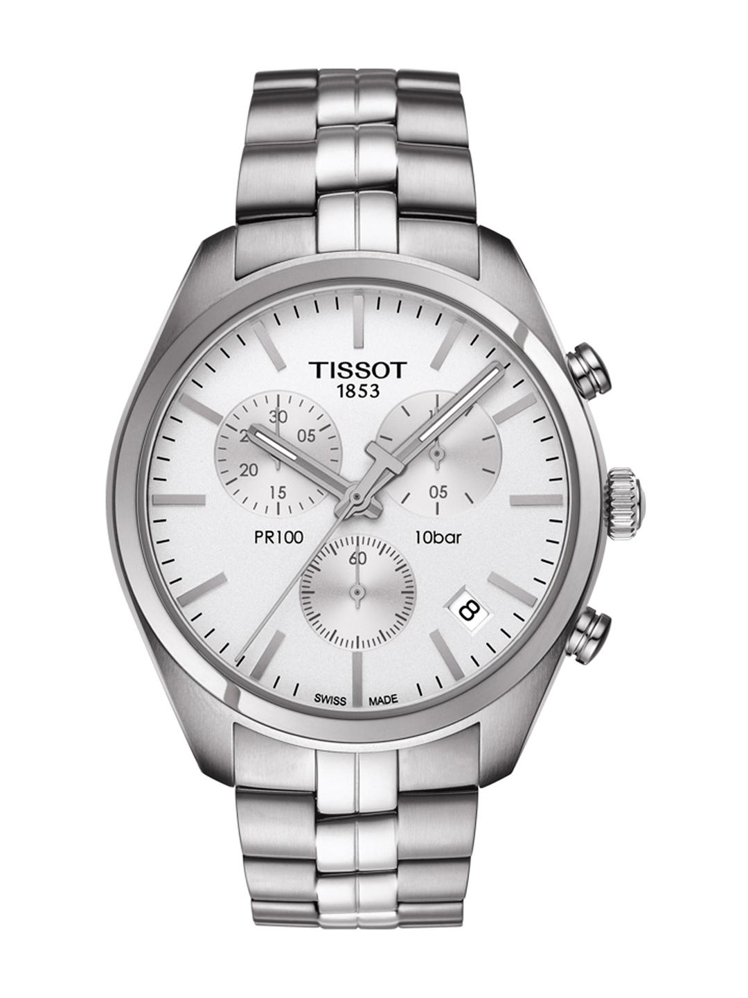 Buy TISSOT Men Silver-Toned PR 100 Chronograph Watch